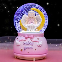 Angel crystal ball snowflake rotating girl music box girl children little girl birthday gift music box ornaments