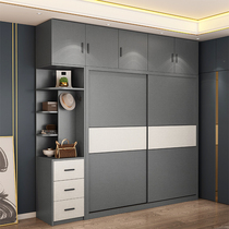 18mm solid wood multi-layer closet home bedroom sliding door modern simple high-grade gray master bedroom with mirror