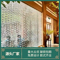 Ultra-white crystal brick glass brick transparent square bathroom partition wall screen net red art ice pattern solid brick