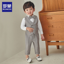 Romon boy dress suit Childrens small suit Three-piece set Birthday Foreign style small suit handsome British