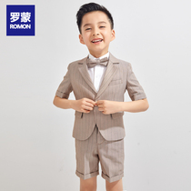 Romon boy suit summer three-piece suit host piano performance clothes male flower girl dress handsome British
