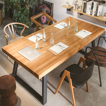 Solid wood desk Household long board meeting boss table Nordic study Light luxury desktop computer table and chair combination