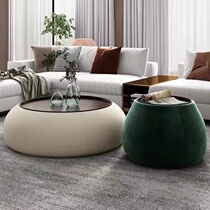 Small family type light extravagant high-end tea table Italian designer round living room edge a few Fan-in-style with the same storage tea table
