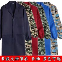 Long sleeve long style apron with large coat of work clothes male and female camouflashed blue dust cover cloakroom tube porter drain