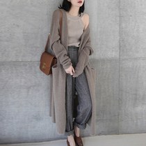 2021 autumn and winter New imitation cashmere coat womens long loose sweater coat knitted cardigan thin outside