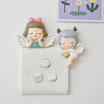 Meta Gas Corner Creativity Cute Angel Switch Patch Wall Wall Solid Wall Stickup Switch Socket Panel Decoration