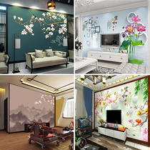 New Chinese flower and bird 8D background quick board living room integrated board Film and Television wall painting wall panel 3D bamboo wood fiberboard painting