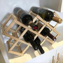 Simple red wine storage rack carbonized lattice wooden frame small Chinese ladder type mini living room wine rack wine bottle rack