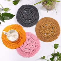 Cotton thread woven tableware insulation cushion coaster Nordic round tassel simple fashion tea mat decoration Nordic handmade