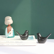 Nordic creative ceramic black bird home living room wine cabinet model room soft decoration white bird ornaments