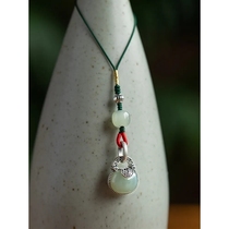 Hetian jade Ping An Fu Ruyi lock mobile phone chain sterling silver inlaid mobile phone lanyard high-end auspicious lucky gift pendant