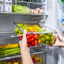 Refrigerator fresh storage box Large capacity grid with lid storage box thickened fresh storage box Transparent kitchen storage box