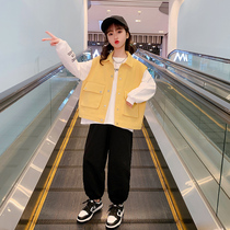 Girls Machia Spring clothes 2022 new Korean version Childrens foreign air tooling Ciro CUHK Childrens net red spring and autumn jacket