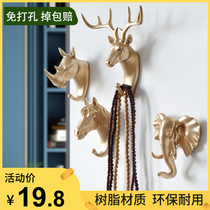 Entrance Hook Wall Wall-mounted Wall Entrance Door Xuanguan Key Shelve Rack Entrance Into The House Creative Deer Corner Art Free Of Punch