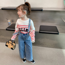 Girl 2022 Spring clothes new foreign air blouses children needles sweater sweater slim fit for spring and autumn long sleeves T-shirt