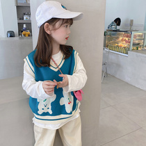 yojia childrens hair line waistcoat outside wearing childrens clothes 2022 spring clothes new Korean version vest girl baby foreign air tide