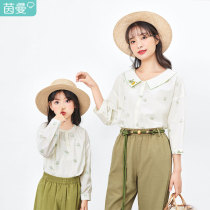 Mainman children dress parent-child dress foreign air lining 2022 autumn new girl shirt long sleeve children blouses pure cotton