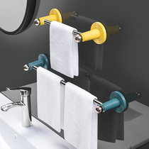 Punch-free towel rack toilet bathroom wall-mounted towel bar suction cup hanger towel rack single pole storage rack