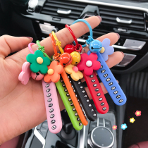 Cute girl with car keychain Korean simple creative key chain cartoon number plate anti-loss key ring