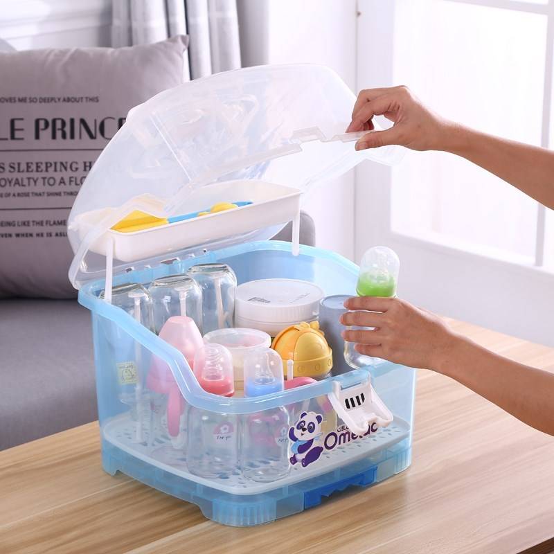 Baby bottle storage box box with lid drain drying rack storage box for baby cutlery dry hot hot hot hot hot hot hot hot hot hot hot hot hot