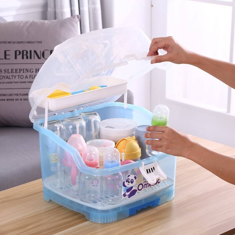 Baby bottle storage box box with lid drain drying rack storage box for baby cutlery dry hot hot hot hot hot hot hot hot hot hot hot hot hot
