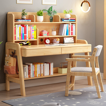Lifting childrens study table with bookshelf desks and chairs boys home writing homework table students solid wood desks