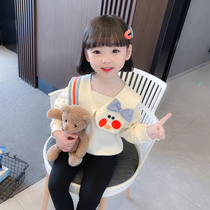 Girls clothing spring clothing 2022 new Yangqi female baby Childrens spring autumn season blouses casual trendy Korean version jacket