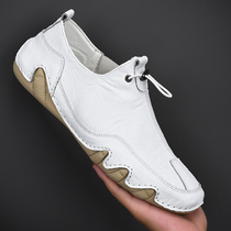 Doudou shoes mens summer thin 2021 new fashion mens shoes genuine leather breathable soft sole mens casual small leather shoes