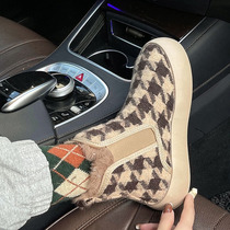 Retro classic thousand bird grid ~ ~ ~ good to see burst home daily snow boots women autumn and winter thick soles cotton shoes