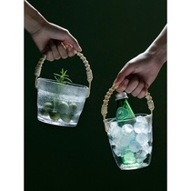  Net celebrity creative glass ice bucket High-value bar KTV commercial Japanese-style creative mini small ice bucket household