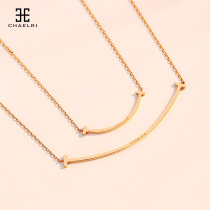 Smiley face smile necklace female choker simple temperament 18K gold rose gold gold jewelry summer pendant