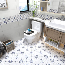 Nordic wind all porcelain blue small tile toilet tile kitchen balcony non-slip floor tile Net red wall tile