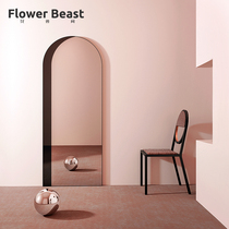 Flower beast room full body dressing mirror ins Wind Net red home mirror Nordic cloakroom arch Wall Wall floor mirror