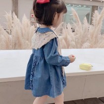 Girl 2021 Spring and Autumn New Girl Baby Princess Dress Children Denim Dress Children Dress Children Dress