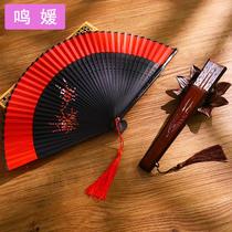 Fan Folding Fan Chinese style Ancient Style Womens Classical Hanfu Cheongsam Folding Tassel Childrens Dance Small Fan