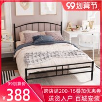 Iron bed double bed 1 8 meters Nordic Net red modern simple 1 2 European Princess iron bed 1 5 meters iron frame bed