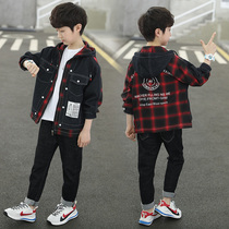 Boys autumn coat 2021 new middle school children spring and autumn denim jacket Korean handsome Tide brand thin coat