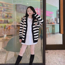 Pora South Korean boy clothing girl knit cardiovert 2021 fall child 100 lap jacket CUHK child crossbar sweaters