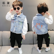 Boy cowboy waistcoat child Korean version jacket vest 2022 new spring dress Boys baby boy foreign air waistcoat wave