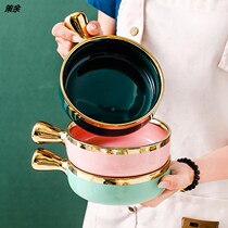 Nordic ceramic bowls household dishes set creative light luxury dishes dishes bowl chopsticks plate combination gilt soup bowl