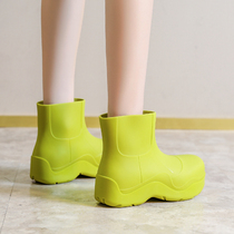 Day Series Rain Shoes Womens Summer Fashion Outside Wearing Non-slip Rubber Shoes Waterproof Light Water Boots Waterproof Short Cylinder Rain Boots Women Spring