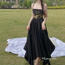 Korean version of the new sleeveless halter sexy irregular hem suspender dress summer waist thin sweet long dress women