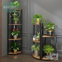 Wall corner flower shelf Interior Triangle Angle Placed Floral Shelf Iron Art Turn Corner Multilayer Triangle Living Room Floor Landing