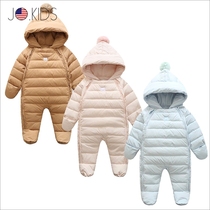 American jo baby down jacket jumpsuit men and women baby winter clothes ha clothes newborn thick bag foot hug
