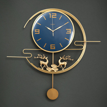 New Chinese 2021 New light luxury pure copper wall clock living room atmospheric clock Chinese style home wall fashion clock