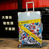 Luggage tide card stickers big whole kaws Sesame Street travel trolley box cartoon stickers password box waterproof membrane Chinese style female ins Wind trend does not leave glue no trace cute retro wear-resistant