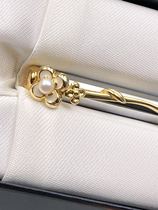 MIKIMOTO Mikimoto new unused white enamel temperament pearl ballpoint pen Shanghai stock