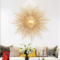 Iron restaurant wall decoration metal sun mirror wall decoration creative living room porch mirror light luxury wall decoration