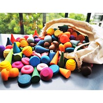 Children Beech Wooden Rainbow Blocks Loose Parts Toy Mushroo