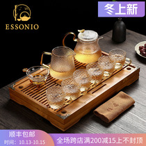 ESSONIO home high temperature hammer glass tea set kung fu tea set kung fu tea tray tea cup black tea tea tea tea cooking teapot